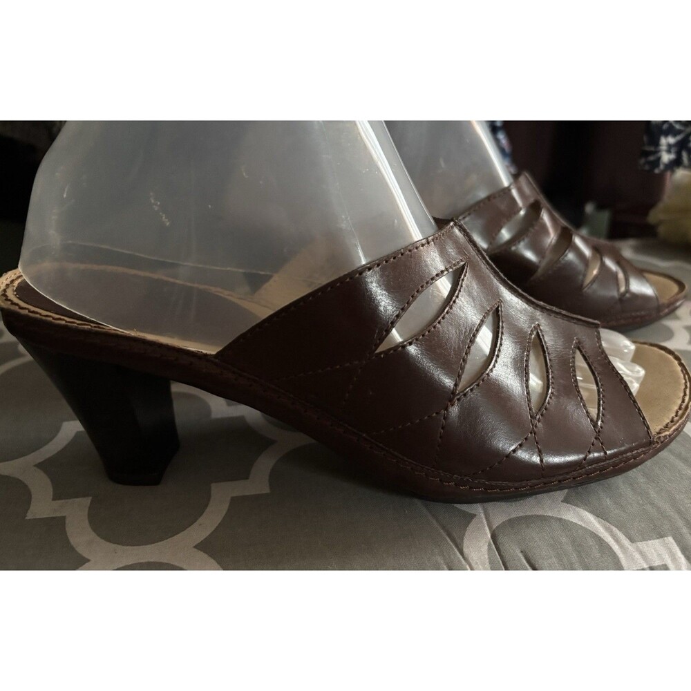 Mootsies Tootsies Women's Brown Sandals, Slides 3” Heel - Size 8M Synthetic